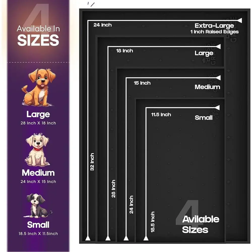 🔥Dog Food Mat Raised Edges Cat Food Mat Prevent Spills – S: 18.5